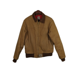 Carhartt Men's Classic Tan Chore Coat Jacket Red Fleece Lined Size Medium